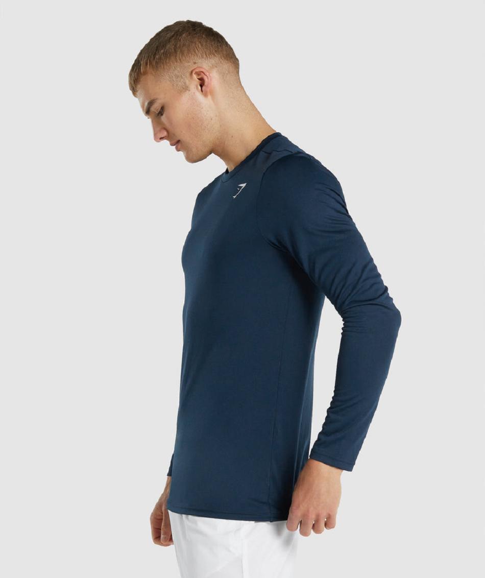 Long Sleeve Gymshark Arrival Hombre Azul Marino | CO 3485GSO